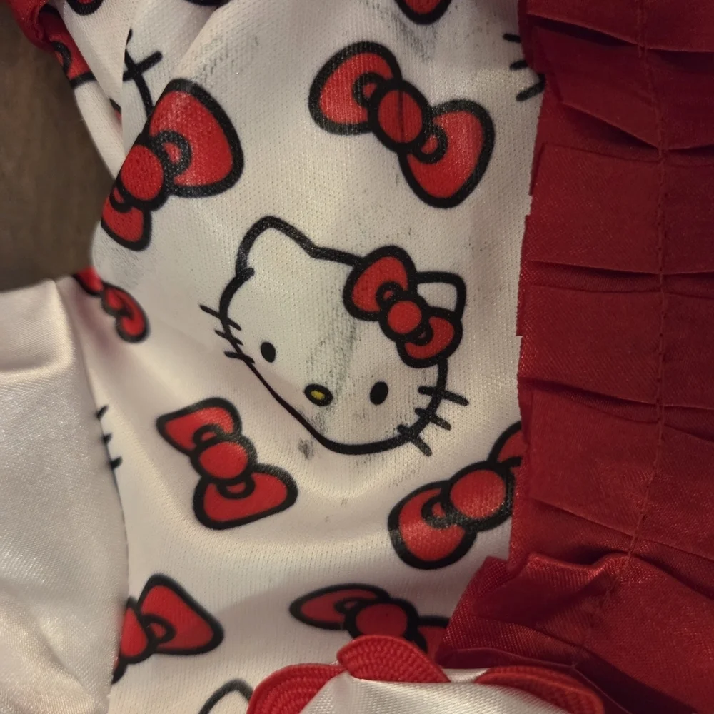 Hello Kitty Kids Costume with Red Bow and White Dress And Headband